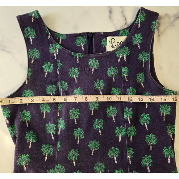 Vintage Lilly Pulitzer Womens Mini Dress 6 Navy Green Palm Tree Stretch Shift - Picture 8 of 10